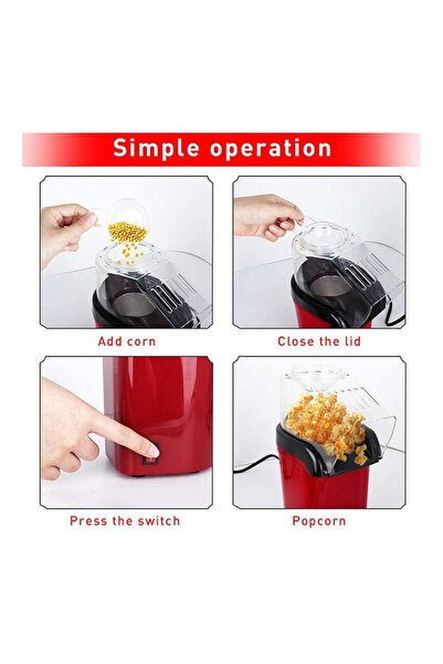 Generic Hot Air Popcorn Machine 1200W 1.8L JYDQ-01H Red