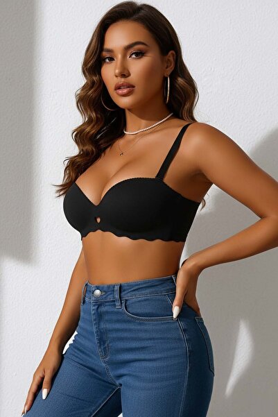 Merry See χωρίς ραφές Αόρατο σουτιέν χωρίς ελαστικό, ελαφρώς υποστηριζόμενο, με λεπτομέρεια καρδιάς, κομμένο με λέιζερ, που δεν αφήνει ίχνη