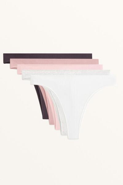 Oysho 5 rib cotton blend Brazilian briefs