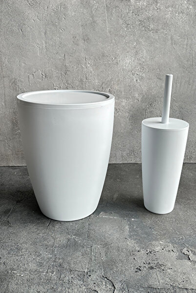 Prima Nova Pure 2'li Banyo Seti Çöp Kovası + Tuvalet Fırçası Beyaz