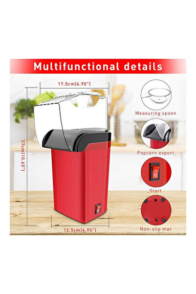 Generic Hot Air Popcorn Machine 1200W 1.8L JYDQ-01H Red