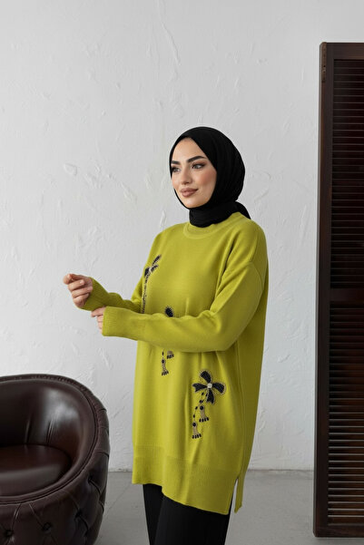 NEWCO Тюльпанова туніка з довгими рукавами та квітковим орнаментом, вишукана та зручна, підходить для повсякденних образів - жовта