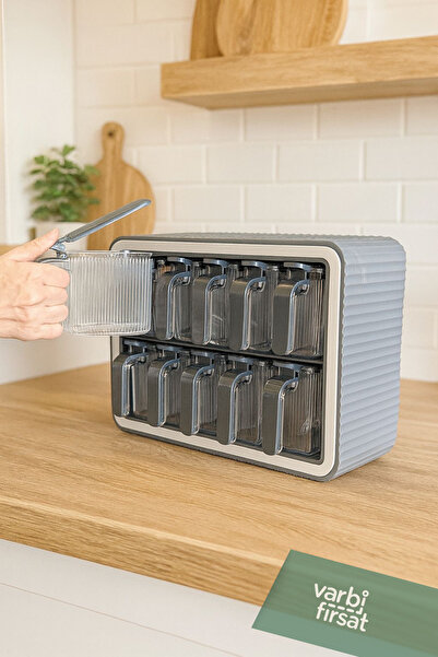 Varbifırsat 12-Piece Spice Rack Set with Stands Spice Rack Set with Self-Adhesive Spoons