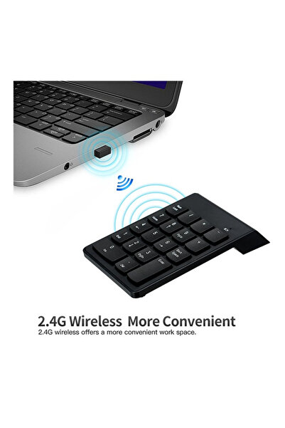 Generic 18 Keys Low Noise Mini Numeric 2.4G Wireless Waterproof Keypad Black