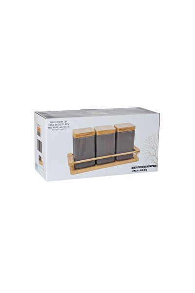 Dania Porcelain storage box set with bamboo wood with new decor to add a touch of beauty to your kitchen