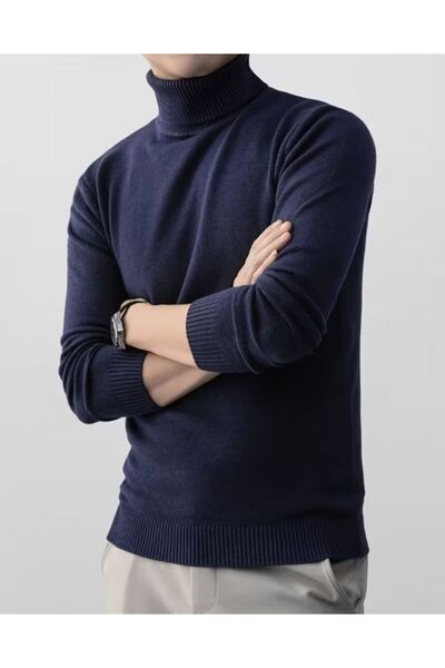 Masimar Πουλόβερ με ψηλό λαιμό, πλεκτό με χτενισμένο βαμβάκι, φούτερ με κανονική εφαρμογή