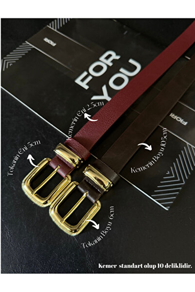 Fiori 2’li Gold Kaplama Kararmaz Kadın Pantolon Kemeri, Ceket Kemeri, Elbise ...