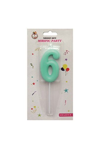 Mirific Party Cake candle, green, 7 cm, number 6