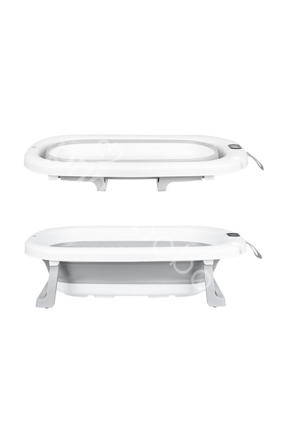 Primabobo Milo Foldable Baby Bathtub with Thermometer, Plug & Anatomical Support, Grey