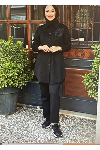 Kayra Embroidery Appliqued Suede Double Suit