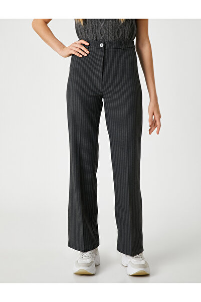 Koton Základní látkové kalhoty s rovnými nohama zapínání na zip