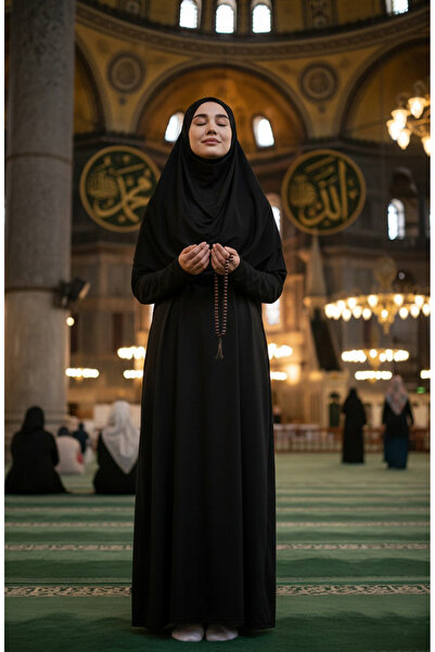 sefamerve Πρακτικό φόρεμα προσευχής με τσάντα - 1973-01 Μαύρο