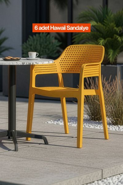 RETRO ART Hawaii 6'lı Kollu Plastik Kafe ve Balkon Sandalyesi