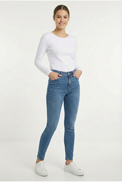 defys Tricou guler rotund cu mânecă lungă pentru femei, cu croiala normală, basic alb