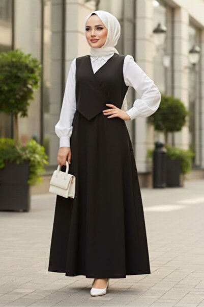 Bestenur Leris Γιλέκο Φούστα Διπλό Σετ 1346 - Μαύρο