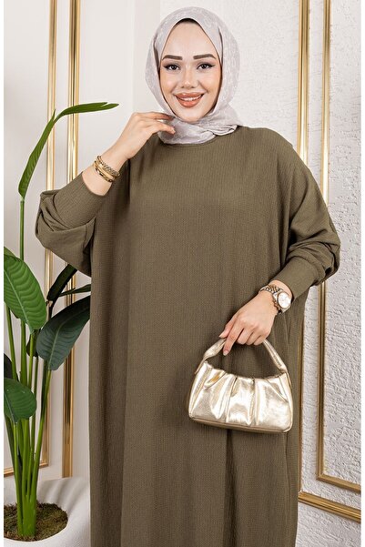 sefamerve Φόρεμα με μανίκια νυχτερίδας 2000-01 Χακί