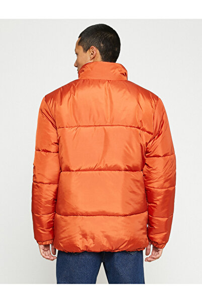 Koton Shiny Puffer Jacket Stand Collar Zippered Pocket Detailed Waterproof