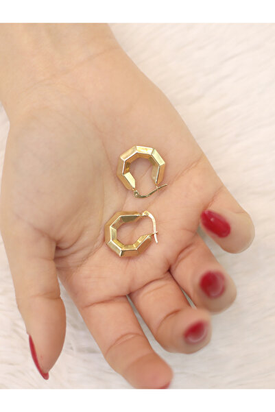 Zeynepli gold & jewelry 14 Ayar Altın Prizma Halka Küpe