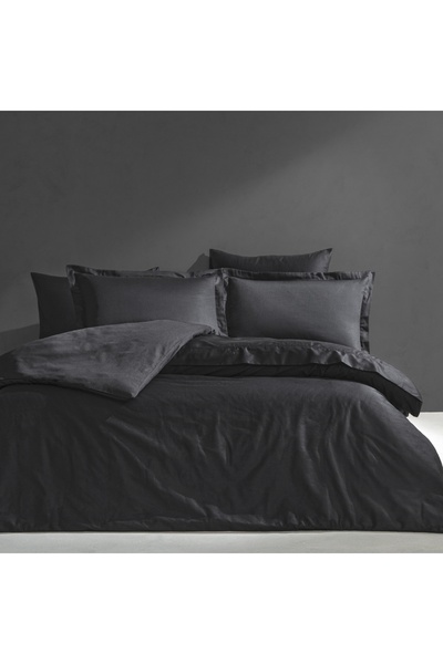 Linens Mix&Match Cotton Satin 2-Piece Flounce Pillowcase Set Black