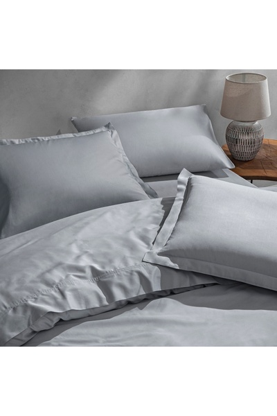 Linens Mix&Match Cotton Satin 2-Piece Flounced Pillowcase Set Gray