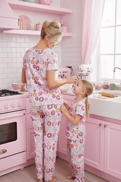 Merry See Rövid ujjú alsó hosszú fánk nyomott pizsama készlet