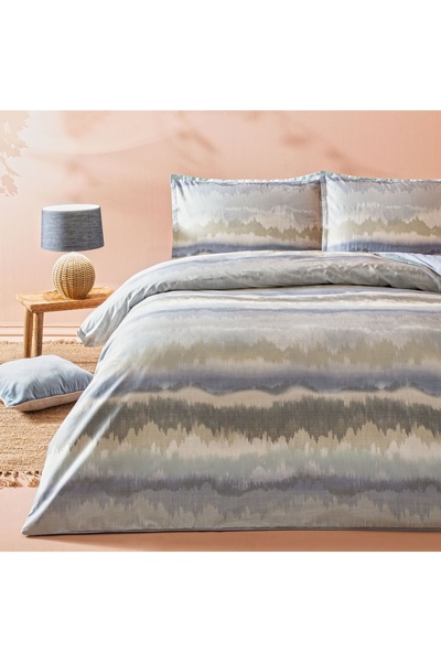 Linens Allday Rıtsan Cotton Satin Double Duvet Cover Set Blue