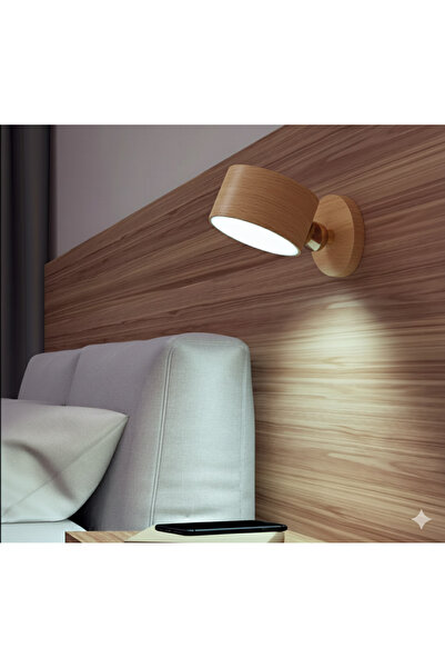 Generic Wooden bedside reading Lamp, 360 Rotation Touch Control rechargeable night Light (White light)