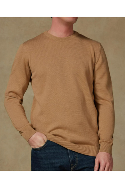 Abbate Ανδρικά πλεκτά ενδύματα από βαμβακερό ύφασμα μοντέρνα εφαρμογή σε μπεζ λαιμόκοψη