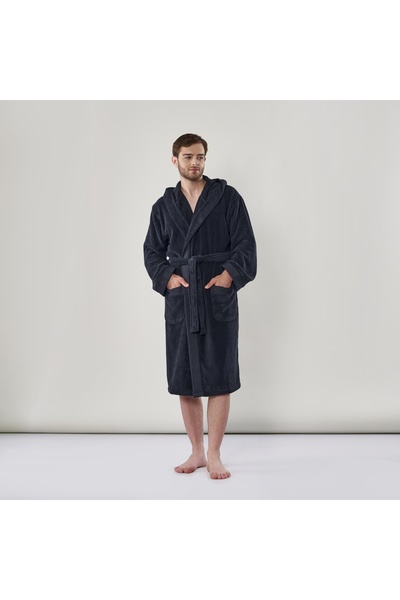 Linens Premium Cotton - L Bathrobe Black