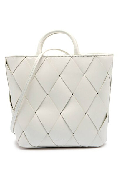 Calvin Klein Women's Short and Long Strap Wide Diamond Cut Beige Shoulder Bag K60K613176-67U