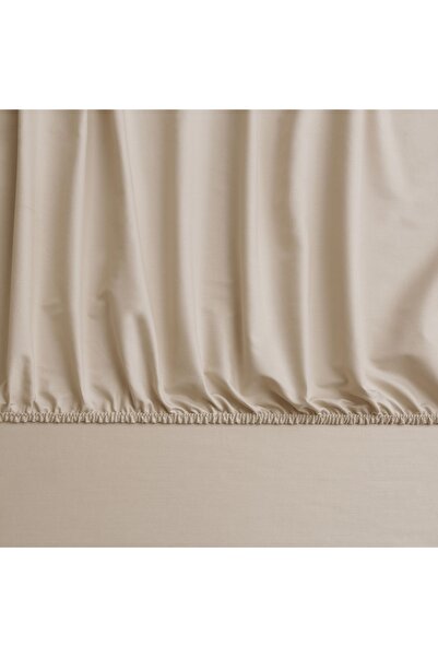 Linens Mix&Match Cotton Satin Queen Size Fitted Sheet Camel