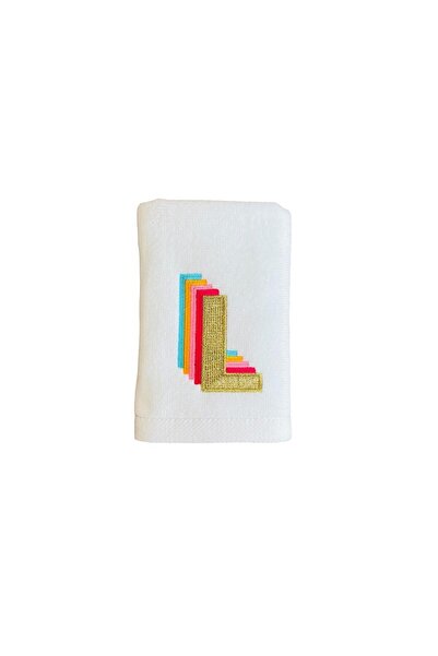 2Ddesign منشفة يد مطرزة بحرف شخصي على شكل حرف 'L'