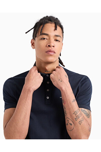 Armani Exchange Бавовняна футболка поло на ґудзиках з комірцем на ґудзиках для чоловіків