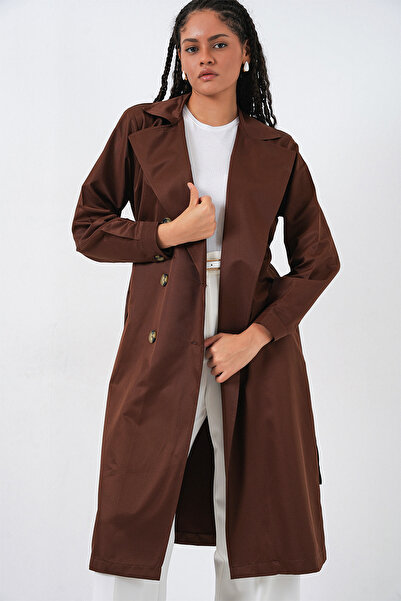Bigdart 5853 Zweireihiger Trenchcoat mit Kragen – Braun