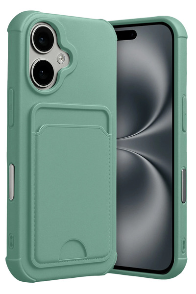 NewFace حافظة سيليكون RDBYDN لهاتف آيفون 17 مع حامل بطاقات - (171736) أخضر فاتح