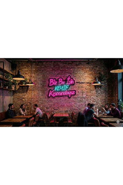 vinyuup Bu İşin Keyif Kısmındayız Siyah Pleksi Neon Yazı Tabela 80x60 Cm