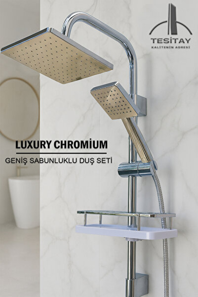 tesitay Robot Duş Seti Lüks Geniş Sabunluklu Banyo Duş Takımı El ve Tepe Başl...