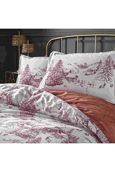 Linens Allday Chalet Cotton Satin Double Duvet Cover Set Burgundy