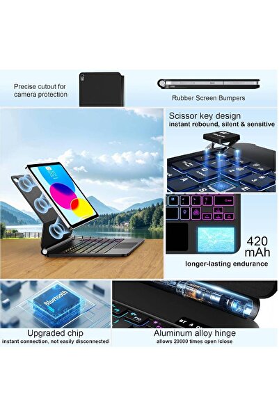 HYX Slim Magnetic Backlit Keyboard Case for iPad 10th Generation (10.9-inch, 2022)