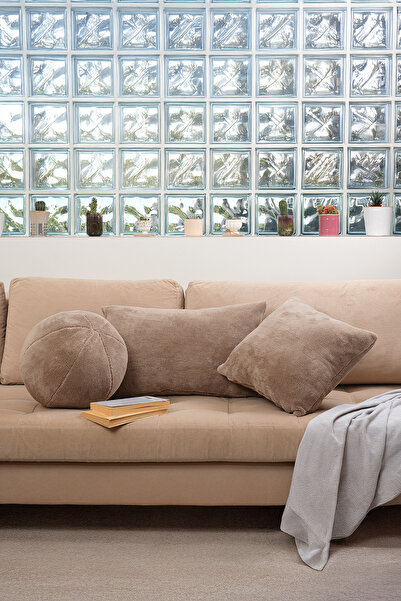 ASDİVA Διακοσμητικό κάλυμμα μαξιλαριού Puffy Plush Lamb Teddy με επιλογές μεγέθους καφέ