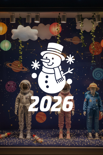 MIGNATIS 2026 Snowman Glass Decal - New Year Glass Window Sticker