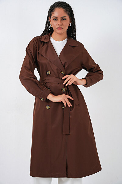 Bigdart 5853 Zweireihiger Trenchcoat mit Kragen – Braun