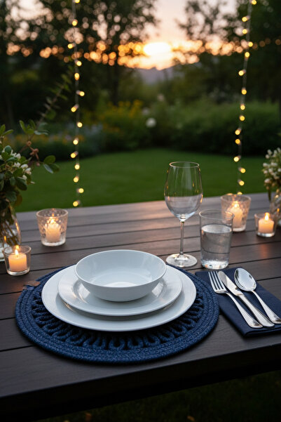 NEŞELİ HOME سجادة أمريكية دائرية منسوجة من الجوت بمظهر القش، زرقاء داكنة، للد...