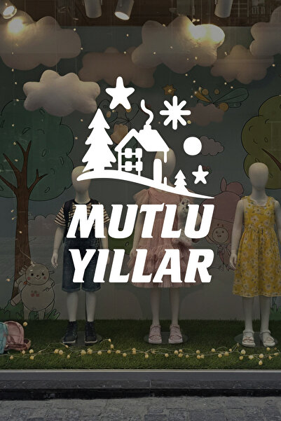 MIGNATIS Happy New Year Winter Fairy Tale Window Glass Sticker – New Year Decor with Pine Trees