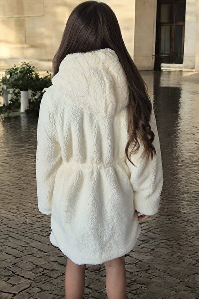 QUB CLUB Jachetă de pluș căptușită cu căptușeală albă pentru fete