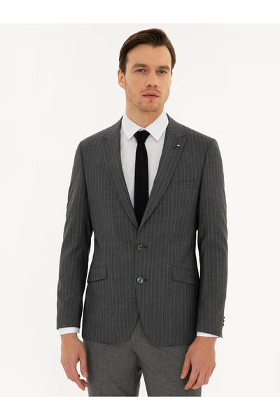Cacharel Gri Slim Fit Yün Ceket 50223523-VR024