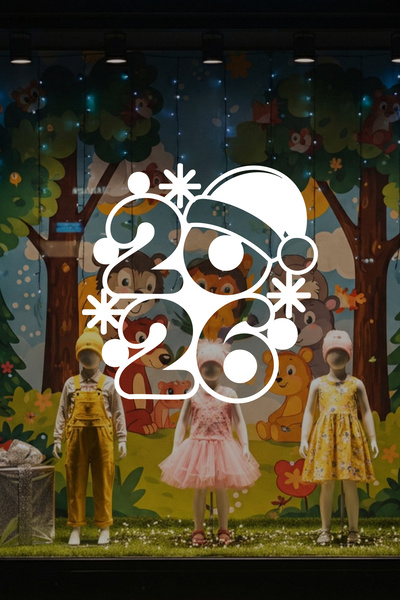 MIGNATIS 2026 New Year Glass Sticker with Christmas Hat – New Year Decal with Fun Winter Figures