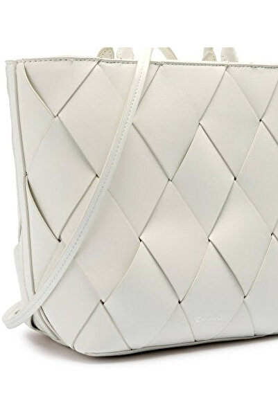 Calvin Klein Women's Short and Long Strap Wide Diamond Cut Beige Shoulder Bag K60K613176-67U