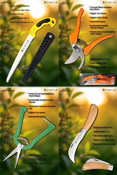 LAZBİSA Castle Cst-21x Budama Makası Budama Testeresi Gül Dal Budama Ve Aşı Ç...