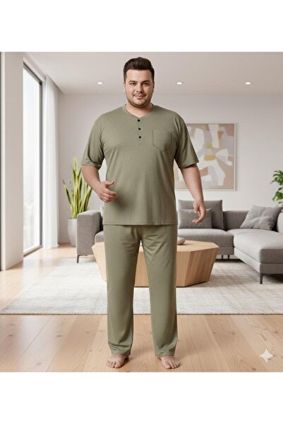 Sude HOMEWEAR Ανδρικό σετ πιτζάμες με κοντό μανίκι μεγάλου μεγέθους